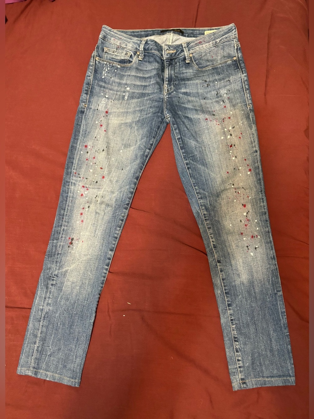 Mavi Alexa Mid-Rise Skinny Jeans with Paint-Splatter Detail
